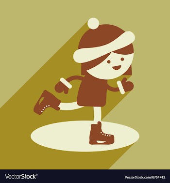 Flat icon with long shadow Girl skates vector image