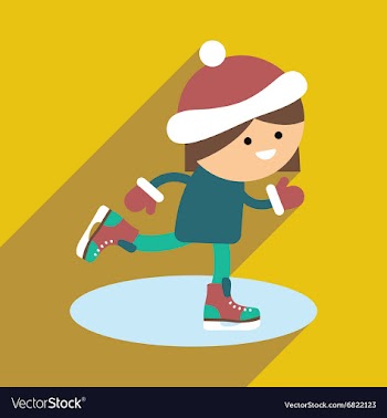 Flat icon with long shadow Girl skates vector image