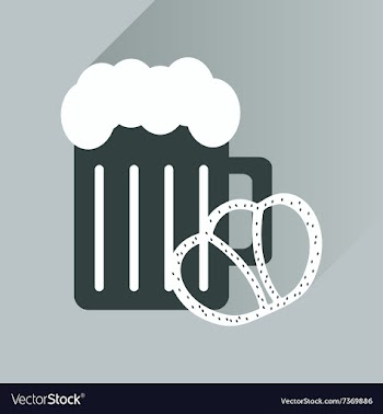 Flat icon with long shadow glass beer and snack vector image