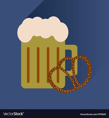 Flat icon with long shadow glass beer and snack vector image
