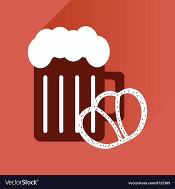 Flat icon with long shadow glass beer and snack vector image