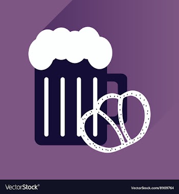 Flat icon with long shadow glass beer and snack vector image