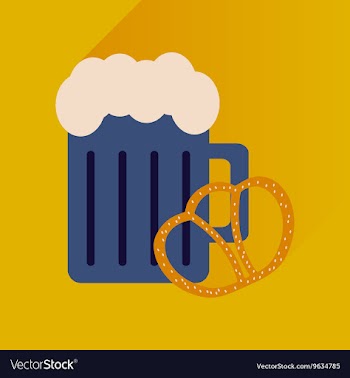 Flat icon with long shadow glass beer and snack vector image