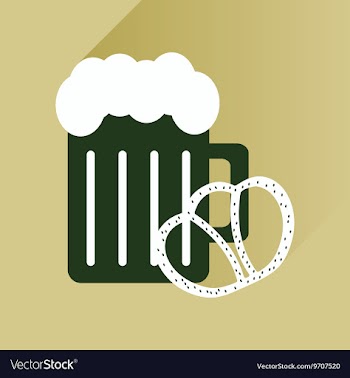 Flat icon with long shadow glass beer and snack vector image