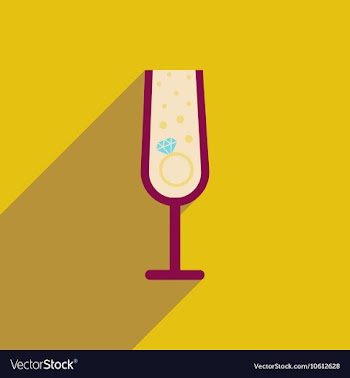 Flat icon with long shadow glass champagne Ring vector image