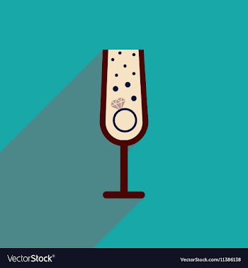 Flat icon with long shadow glass champagne Ring vector image
