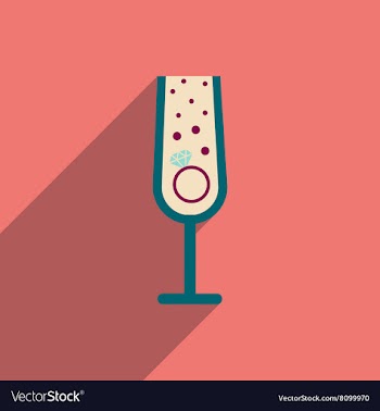Flat icon with long shadow glass champagne Ring vector image