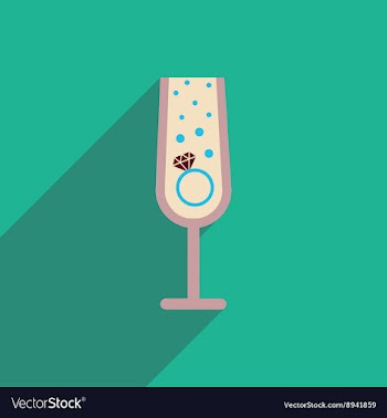 Flat icon with long shadow glass champagne Ring vector image