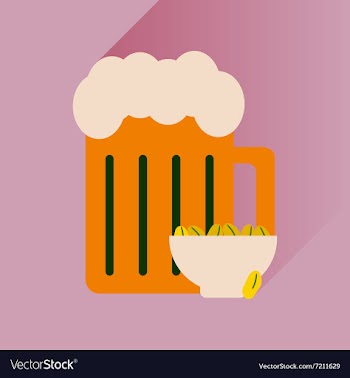 Flat icon with long shadow glass of beer and vector image