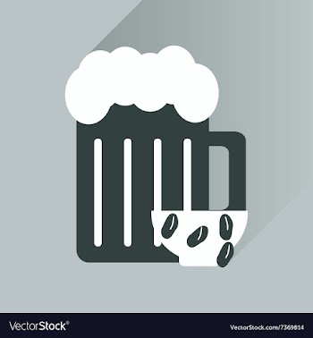 Flat icon with long shadow glass of beer and vector image