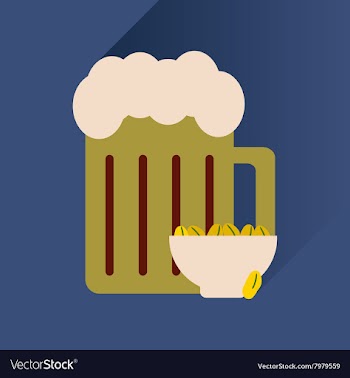 Flat icon with long shadow glass of beer and vector image