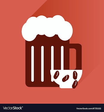 Flat icon with long shadow glass of beer and vector image