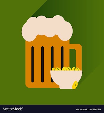 Flat icon with long shadow glass of beer and vector image