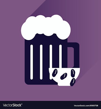 Flat icon with long shadow glass of beer and vector image