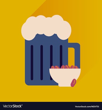 Flat icon with long shadow glass of beer and vector image