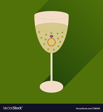 Flat icon with long shadow glass of champagne with vector image
