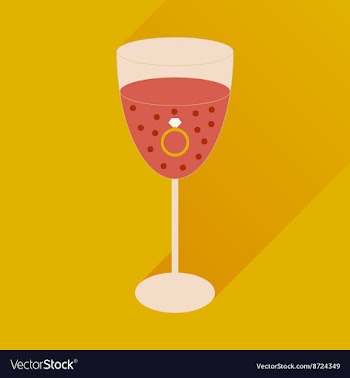 Flat icon with long shadow glass of champagne with vector image