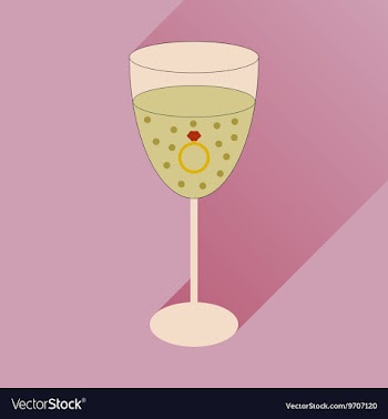 Flat icon with long shadow glass of champagne with vector image