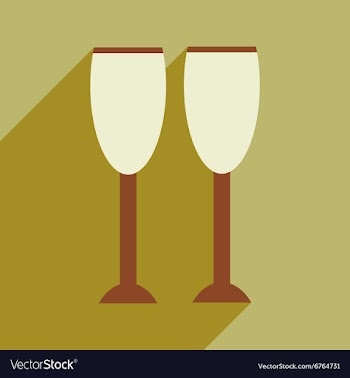Flat icon with long shadow glasses of champagne vector image