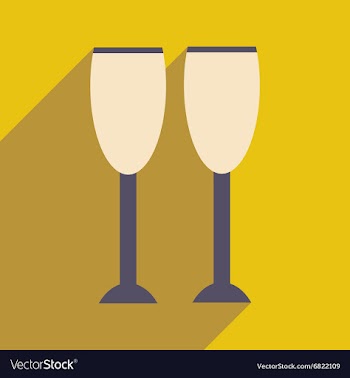 Flat icon with long shadow glasses of champagne vector image