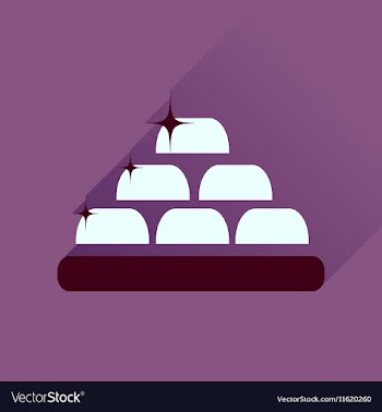 Flat icon with long shadow gold bullion vector image