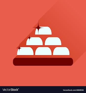 Flat icon with long shadow gold bullion vector image