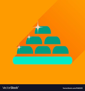Flat icon with long shadow gold bullion vector image