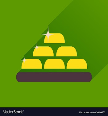 Flat icon with long shadow gold bullion vector image