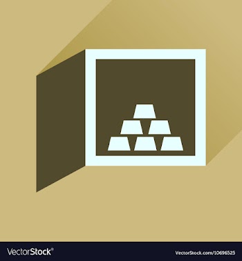 Flat icon with long shadow gold in safe vector image