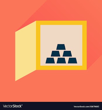 Flat icon with long shadow gold in safe vector image