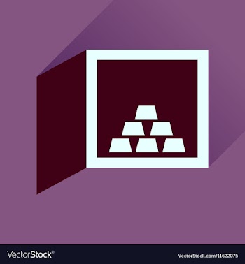 Flat icon with long shadow gold in safe vector image