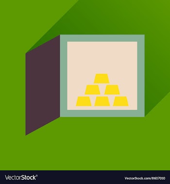 Flat icon with long shadow gold in safe vector image