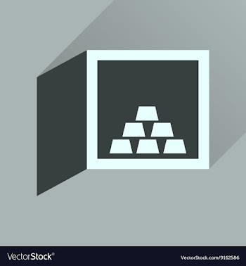Flat icon with long shadow gold in safe vector image