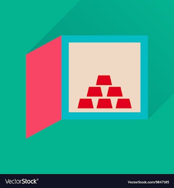 Flat icon with long shadow gold in safe vector image