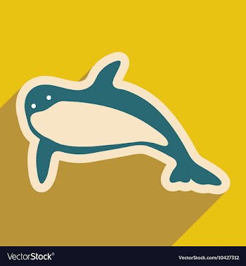 Flat icon with long shadow great whale vector image