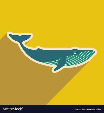 Flat icon with long shadow great whale vector image