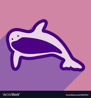 Flat icon with long shadow great whale vector image