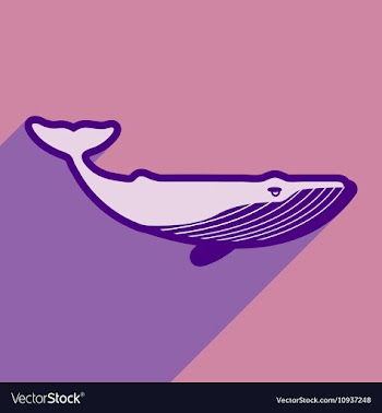 Flat icon with long shadow great whale vector image