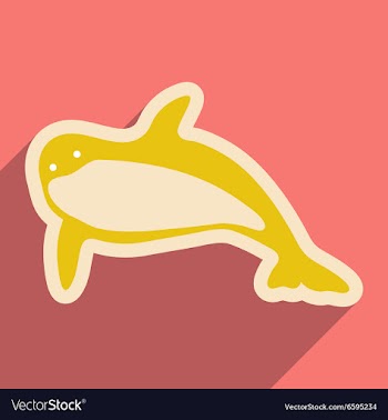 Flat icon with long shadow great whale vector image