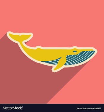 Flat icon with long shadow great whale vector image