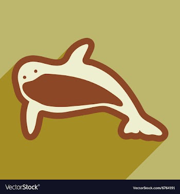 Flat icon with long shadow great whale vector image