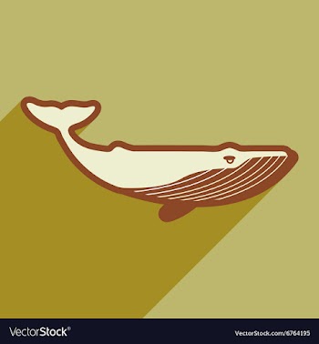 Flat icon with long shadow great whale vector image