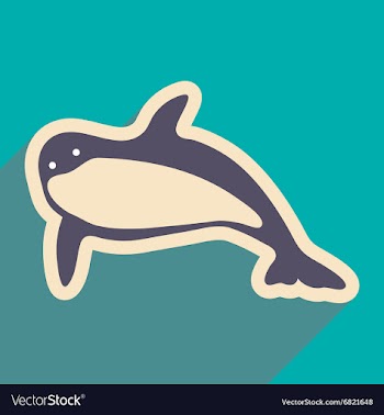 Flat icon with long shadow great whale vector image