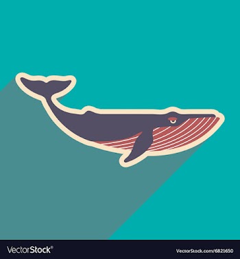 Flat icon with long shadow great whale vector image