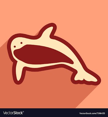 Flat icon with long shadow great whale vector image