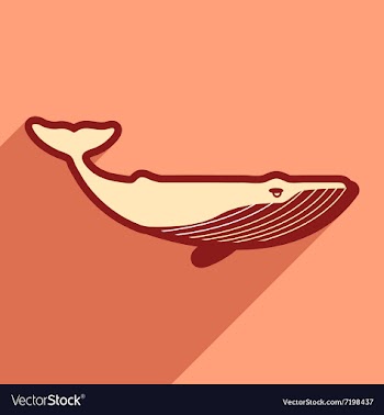 Flat icon with long shadow great whale vector image