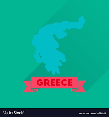 Flat icon with long shadow Greece map vector image
