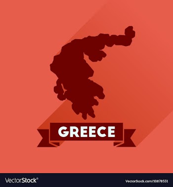 Flat icon with long shadow Greece map vector image