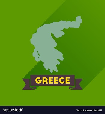 Flat icon with long shadow Greece map vector image