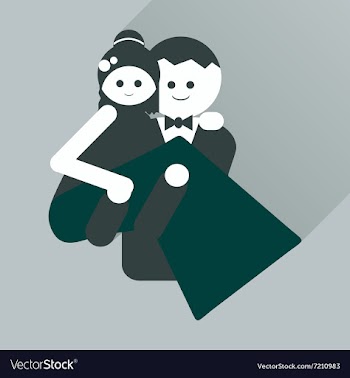 Flat icon with long shadow groom holds his bride vector image